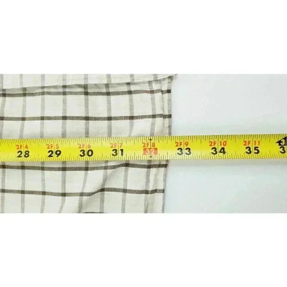 Columbia XL Men Button Down Pocket Logo Tag Beige Brown Check Short Sleeve Shirt - Picture 8 of 11